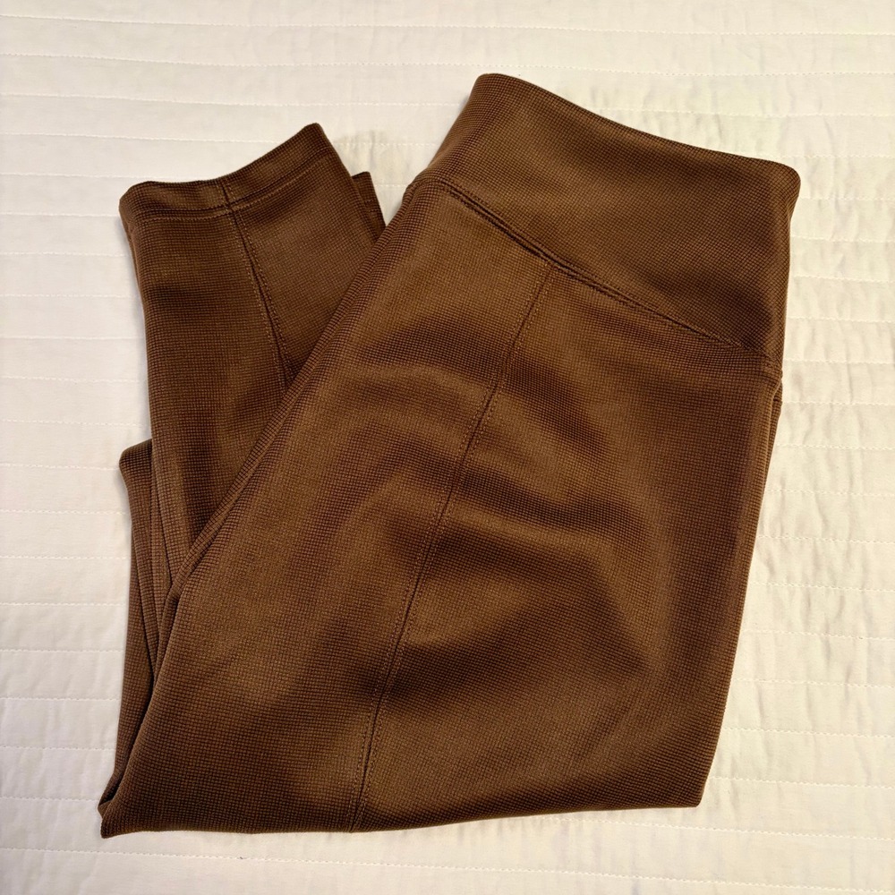 White House Black Market Brown Faux Suede Textured High Waisted Leggings sz 14